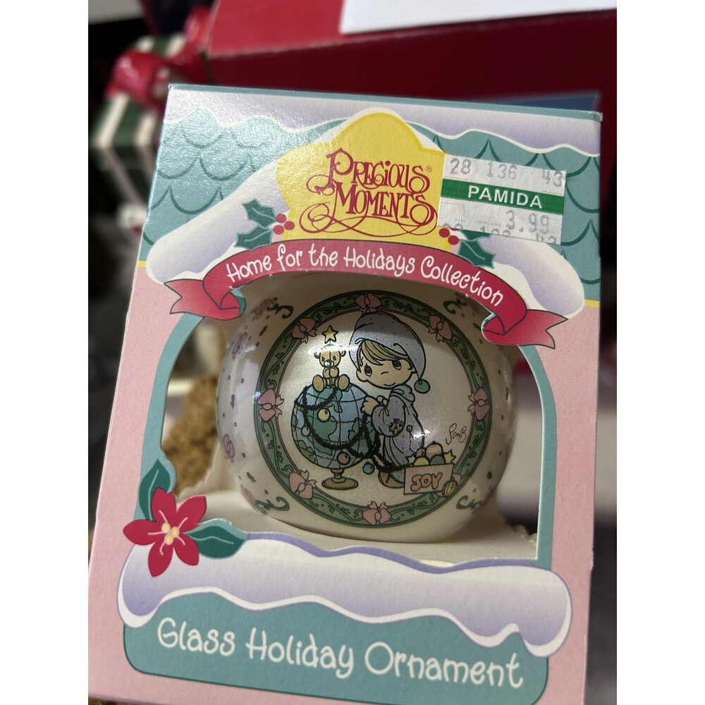 Precious Moments 1994 Home for the Holidays Glass Ornament NIB Christmas